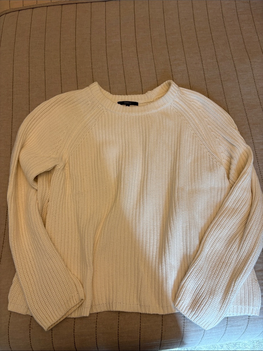 Quince Cream fisherman Crewneck Knit Sweater size large